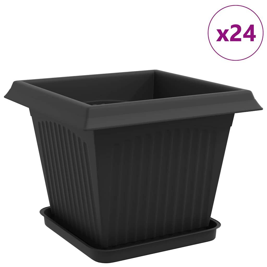 vidaXL Blumentopf Blumentöpfe 24 stk. Schwarz Kunststoff (24 St)