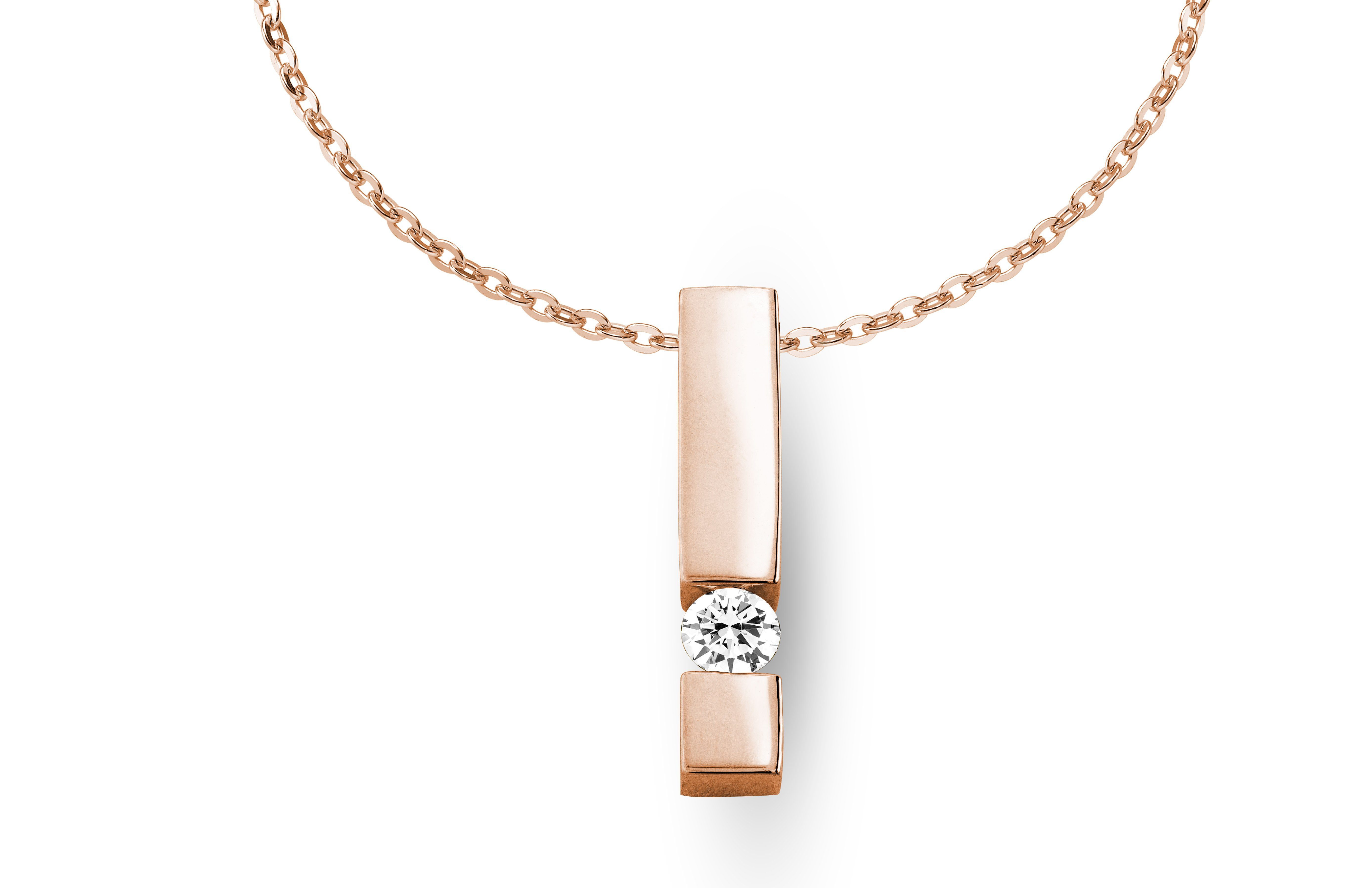 Adam & Eve Collier Halskette 585 Gold mit 0.10 bis 0.25ct Brillant - Weißgold & Rotgold (AEH01 - Luxus Design), 585 Gold Halskette Damen mit Brillant - Edle Diamantkette