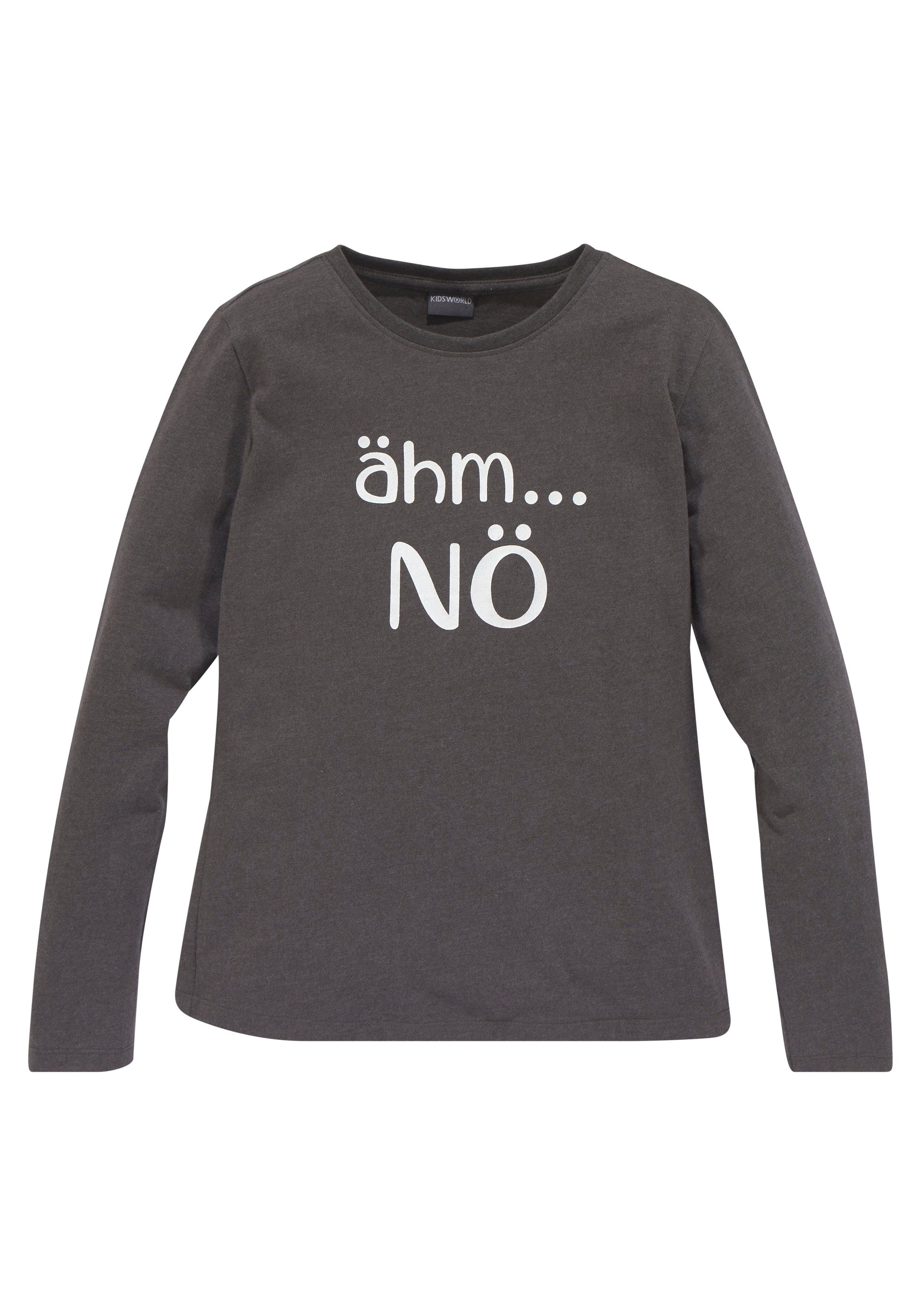 KIDSWORLD Langarmshirt ähm ...NÖ Langarm, taillierter Schnitt, mit Statements und Sprüchen. Reduzierter Preis € 12,99. Unverbindliche Preisempfehlung € 14,99, (€ 12,99 pro 1 Stk)
