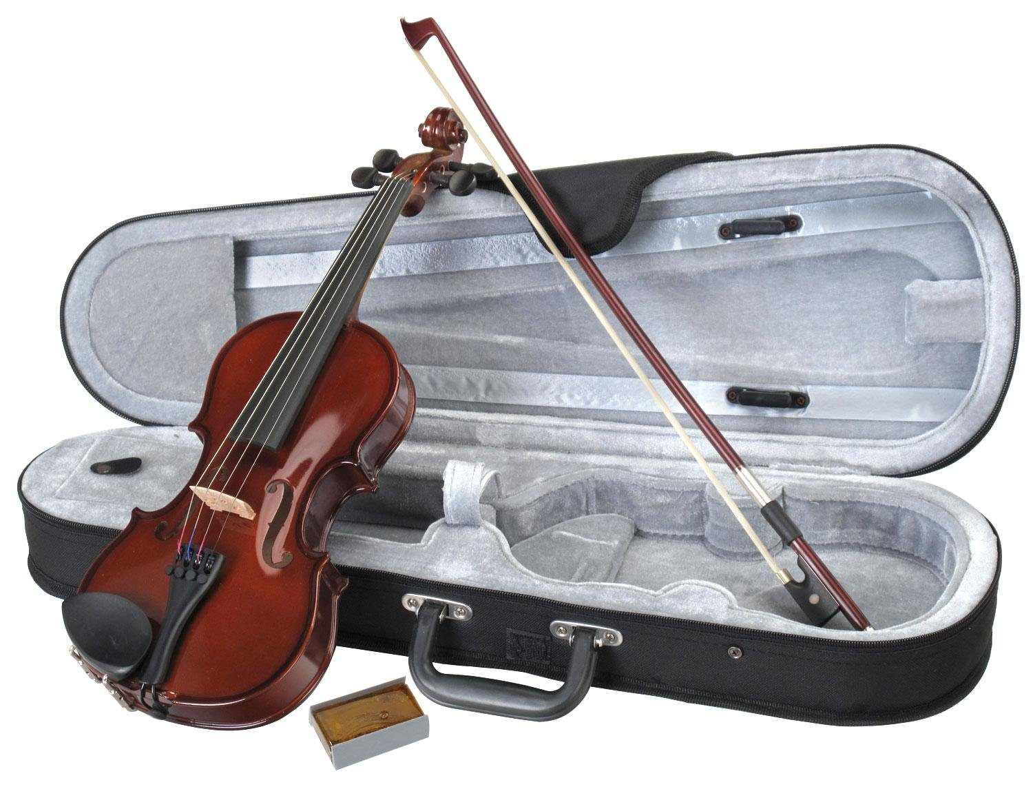 Classic Cantabile Violine Student Violinenset 1/8, Student-Set, Inkl. Etui, Bogen und Kolofonium, Aus massivem Fichtenholz geschnitzte Decke