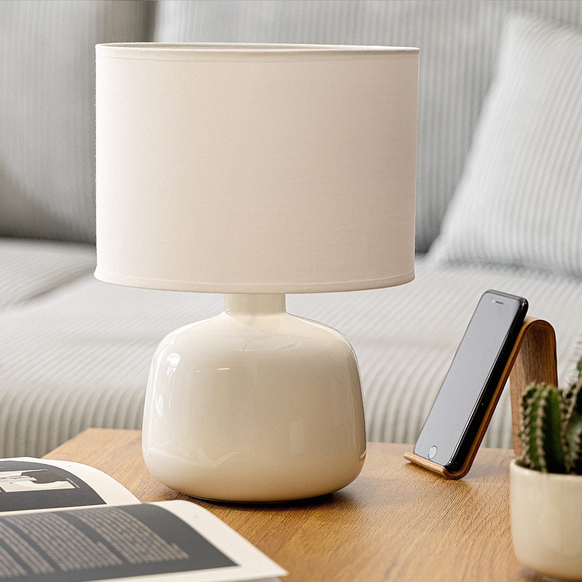 KONSIMO® Tischleuchte STIVUS Tischleuchten 2 Stück, ohne Leuchtmittel, Keramiksockel, Passt zu jedem Dekor