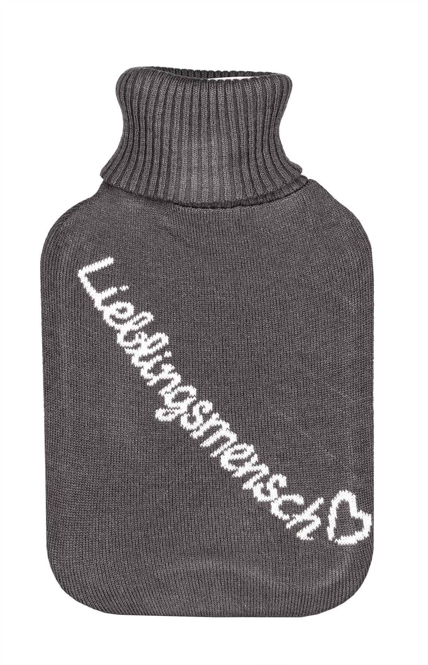 Out of the Blue Wärmflasche Wärmflasche Lieblingsmensch 33x20cm 2L Bettflasche mit Bezug