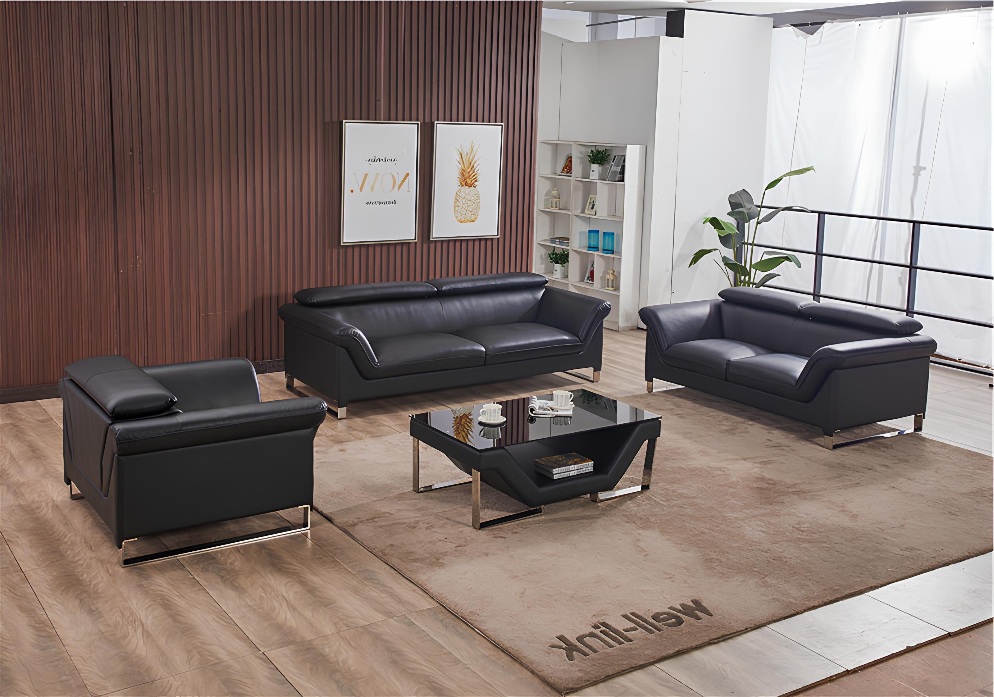 Xlmoebel 3-Sitzer Sofa-Set aus Leder mit 3-Sitzer-Sofa Polstern und Design-Couchen, Hergestellt in Europa
