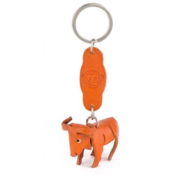Monkimau Schlüsselanhänger Büffel Schlüsselanhänger Leder Tier Figur (Packung)