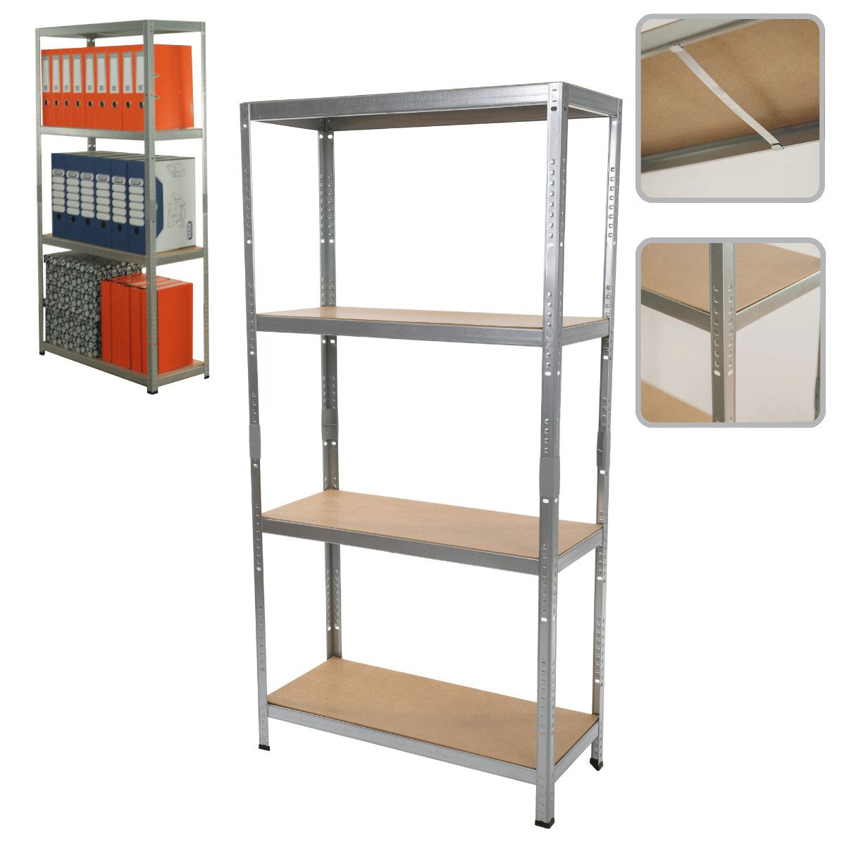 Modo24 Mehrzweckregal SMART Metallregal, Steckregal 138 x 70 x 30 cm, Standregal, Lagerregal, Kellerregal, Regal