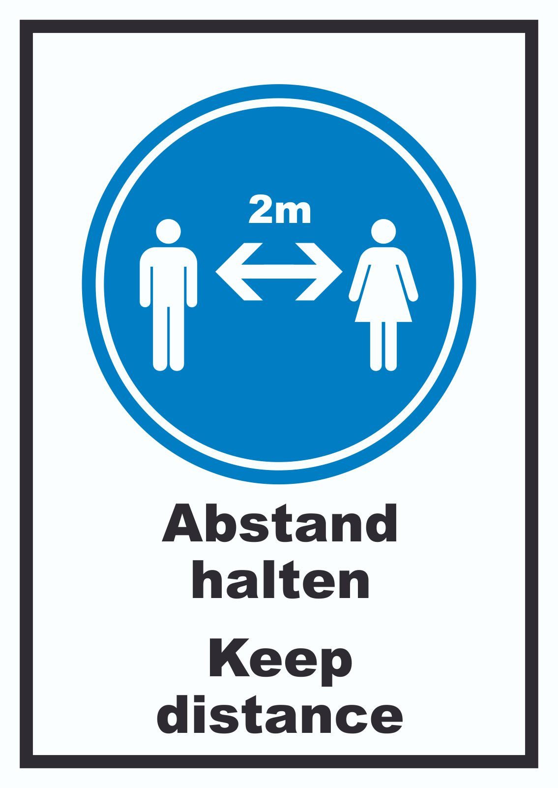 HB-Druck Hinweisschild Abstand halten Keep distance Symbol und Text Schild, wetterfest, stabil, UV-beständig, kratzfest