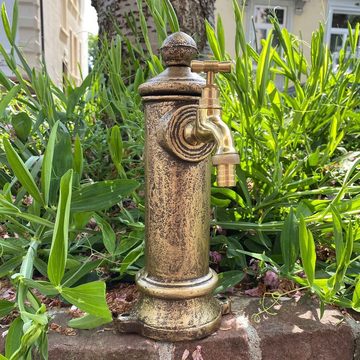 Aubaho Gartenbrunnen Sehr kleiner 30cm Standbrunnen Hydrant Gartenbrunnen Brunnen gold Anti