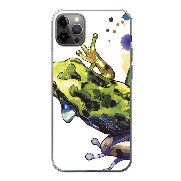 MuchoWow Handyhülle Frosch - Aquarell - Weiß Handyhülle Apple iPhone 12 Pro Max Smartphone-Bumper Print Handy