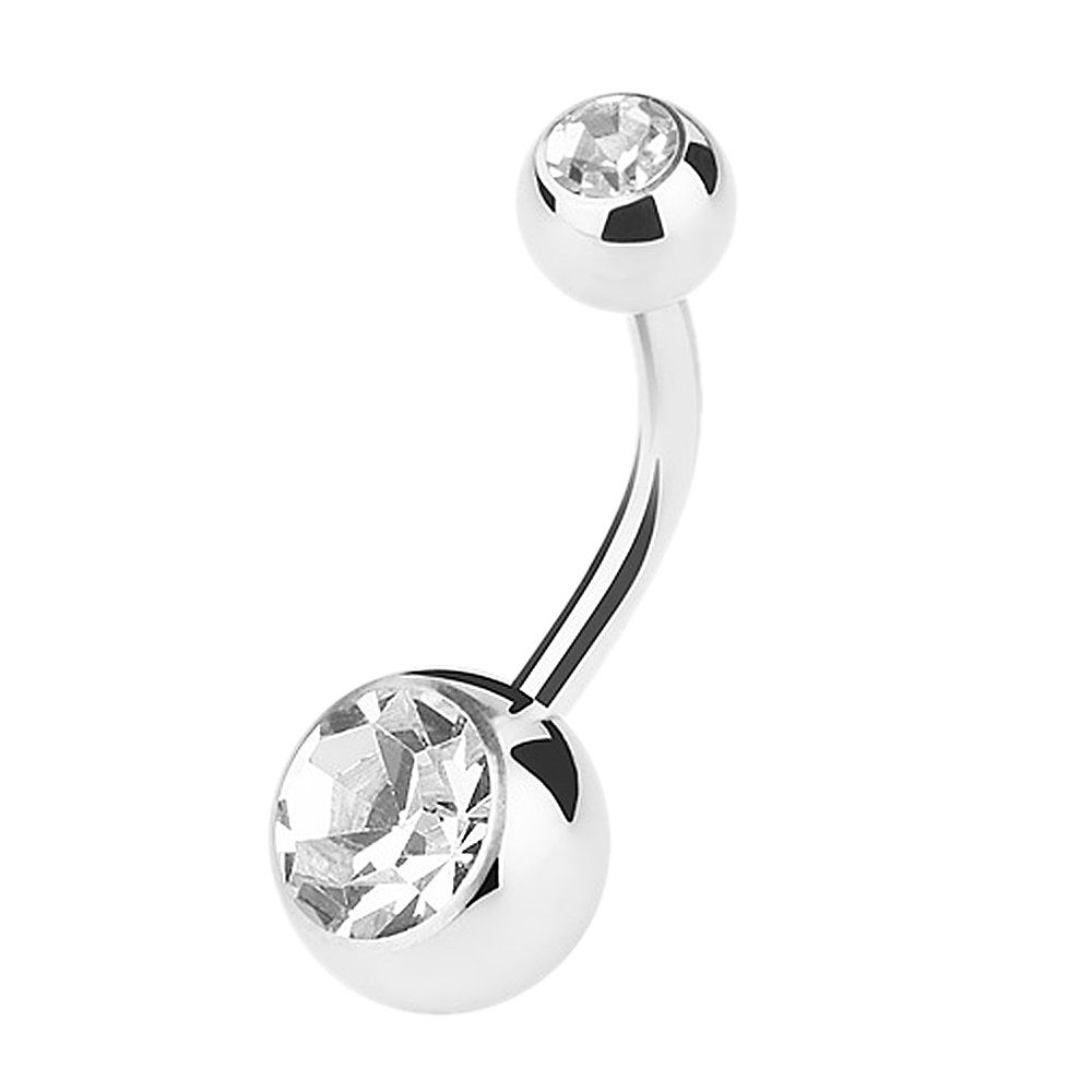 Taffstyle Bauchnabelpiercing Bauchnabelpiercing Doppel Kristall Clear 1,6mm x 14mm x 5mm, Banane Stecker Bauchnabelpiercing Bauchnabel Piercing Schmuck