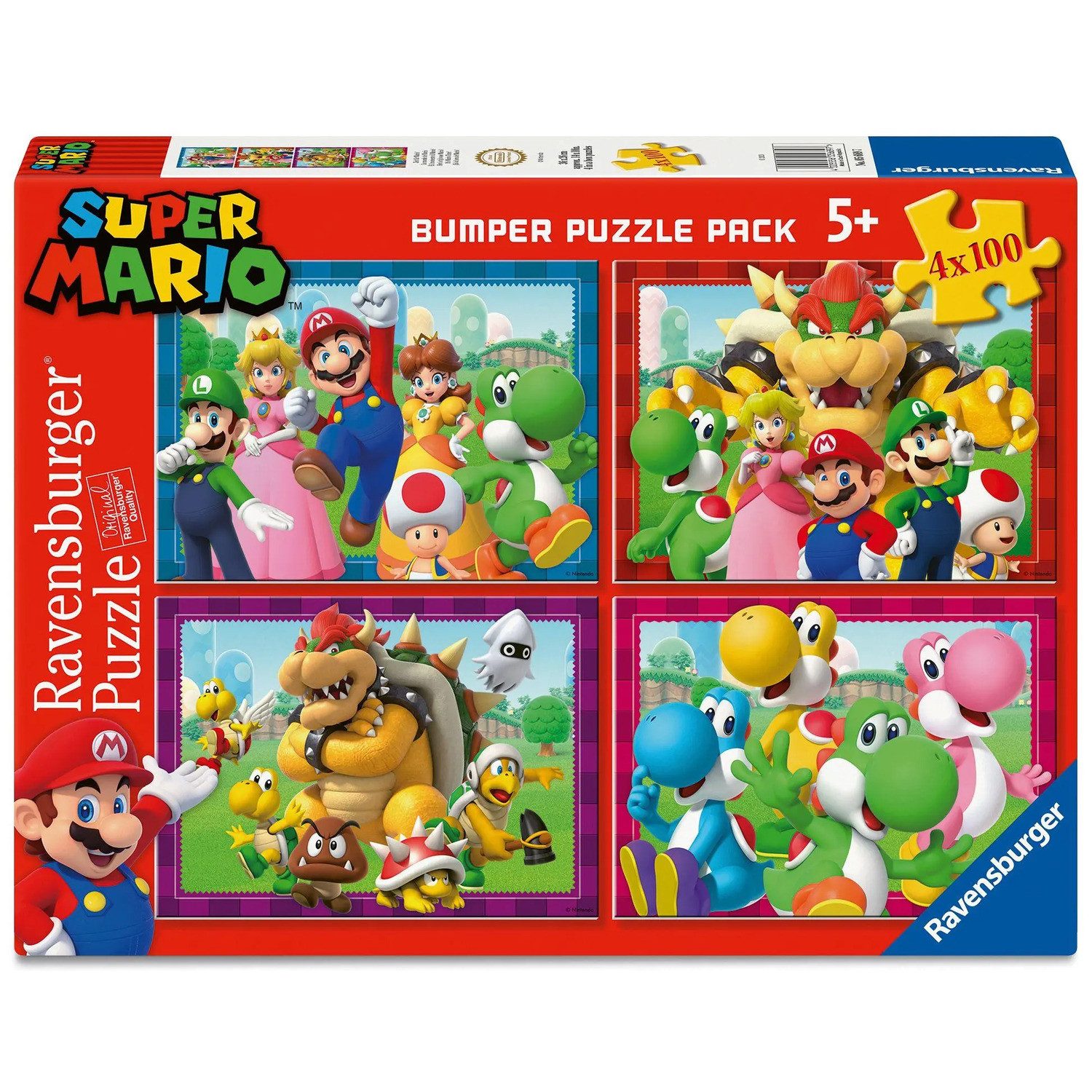 Ravensburger Puzzle Kinderpuzzle 4x100 Teile - Nintendo Super Mario - Zeit für Mario!, 100 Puzzleteile