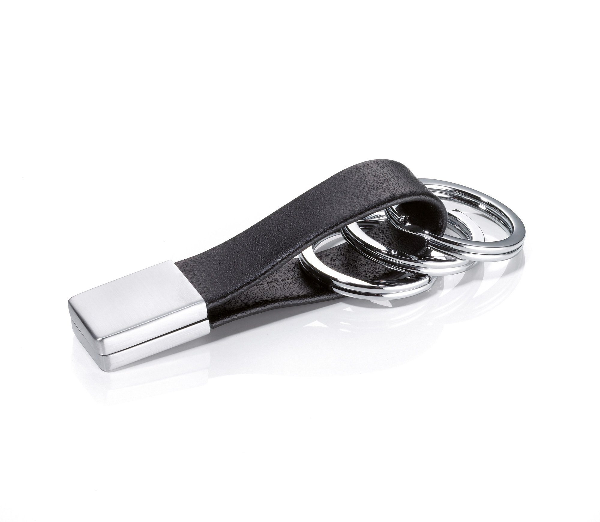 TROIKA Schlüsselanhänger TROIKA TWISTER SCHLÜSSELHALTER - KRG649/LE -  Lederschlaufe, braun - schwarzes Leder/Metall - Schlüsselanhänger mit 3  Schlüsselringen - praktischer Twist-Verschluss