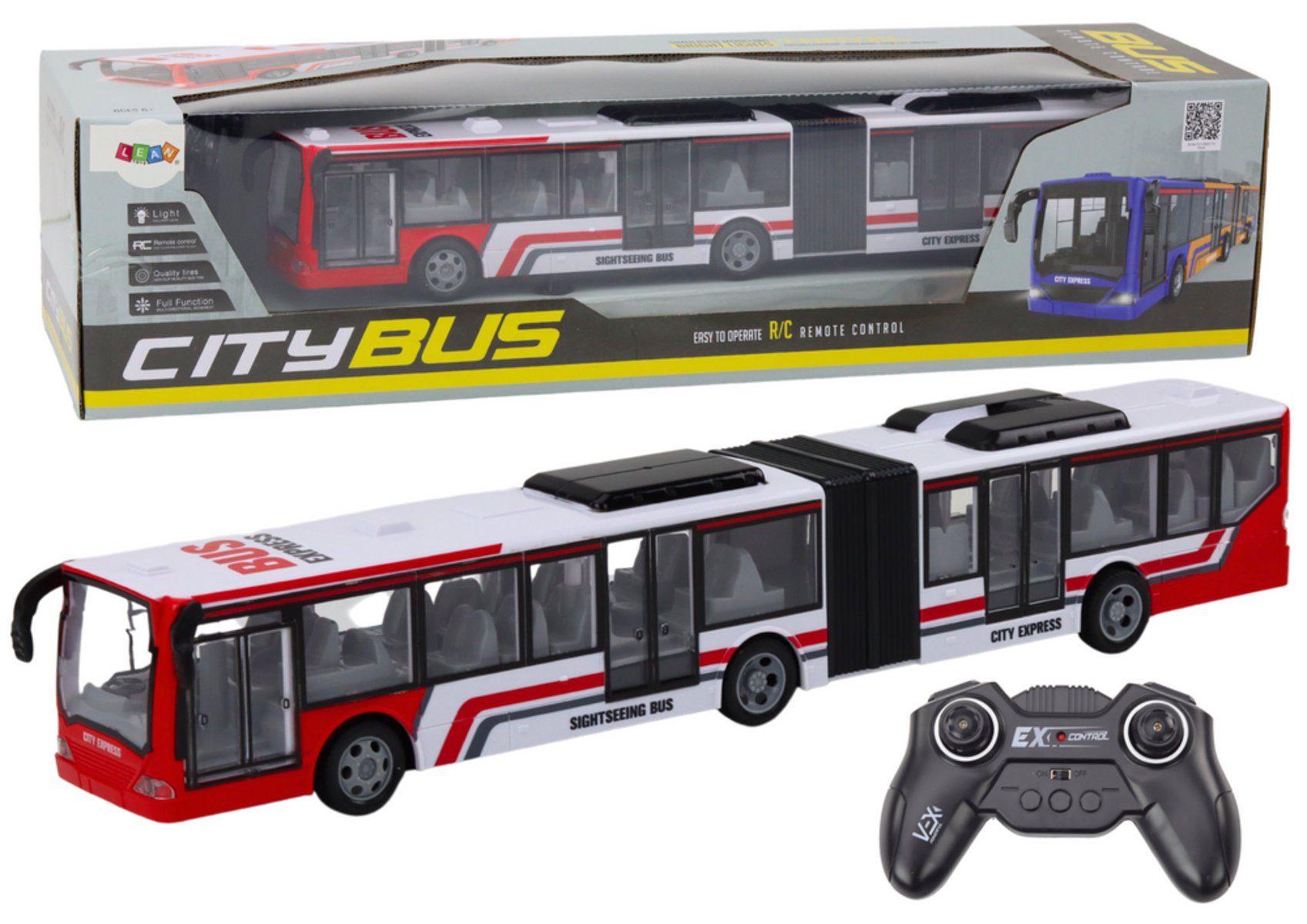 Wisam RC-Auto Ferngesteuerter RC-Stadtbus in Rot und Weiß