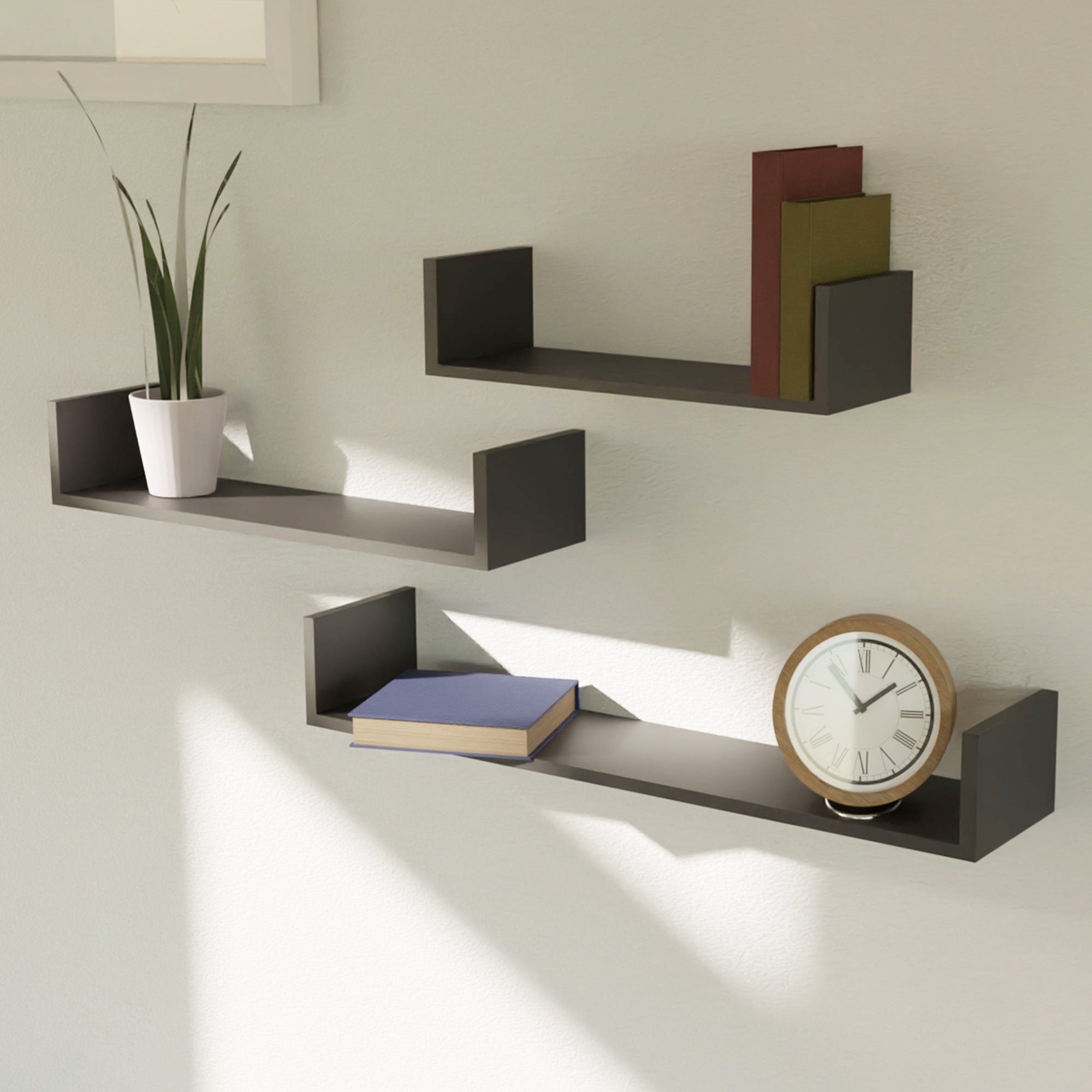 Mojawo Wandregal 3er Wandregal Bücherregal CD Board Schweberegal MDF B30/45 günstig online kaufen