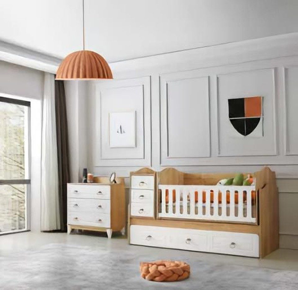 Xlmoebel Babymöbel-Set Modernes Babyzimmer Set mit Wiege und Kommode, stilvolles Design, Made in Europa