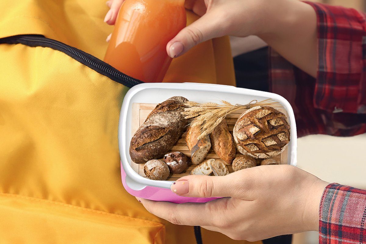 Erwachsene, Brotsorten, MuchoWow Verschiedene Lunchbox Mädchen, Kinder, rosa Brotdose Brotbox (2-tlg), Snackbox, Kunststoff, Kunststoff für