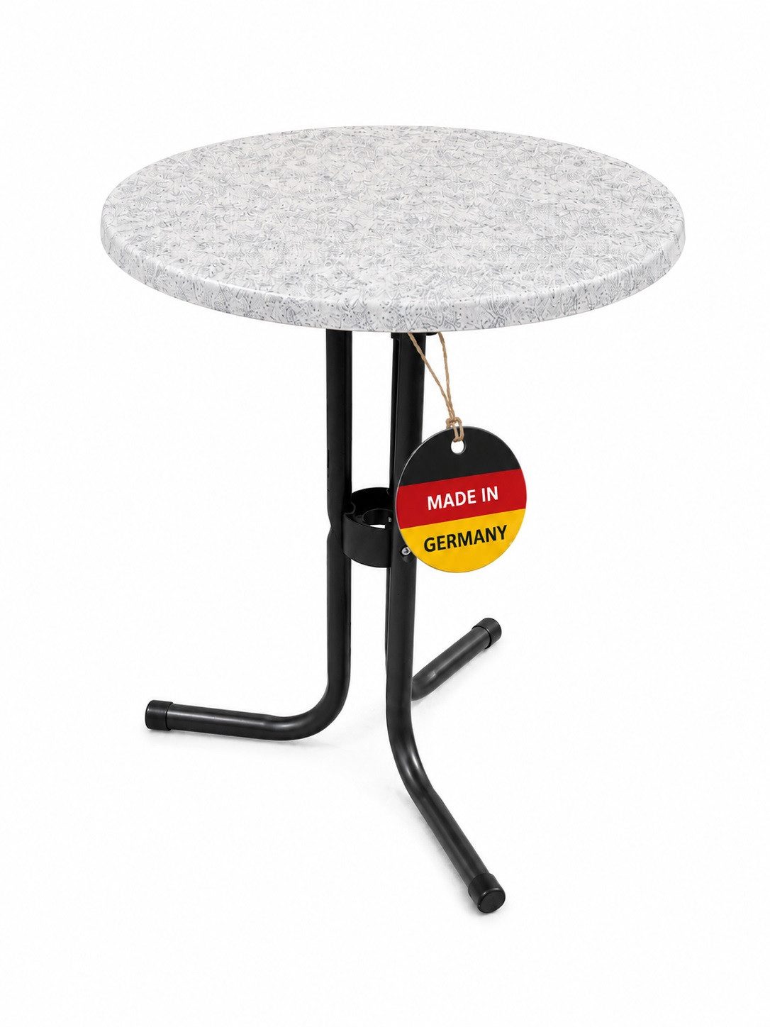 Gardissimo Gartentisch Fontana mit blau weißer Topalit Tischplatte 60 cm rund breit (Spar-Set, 1-St., 1 Tisch), Made in Germany / wetterfest / UV-beständig