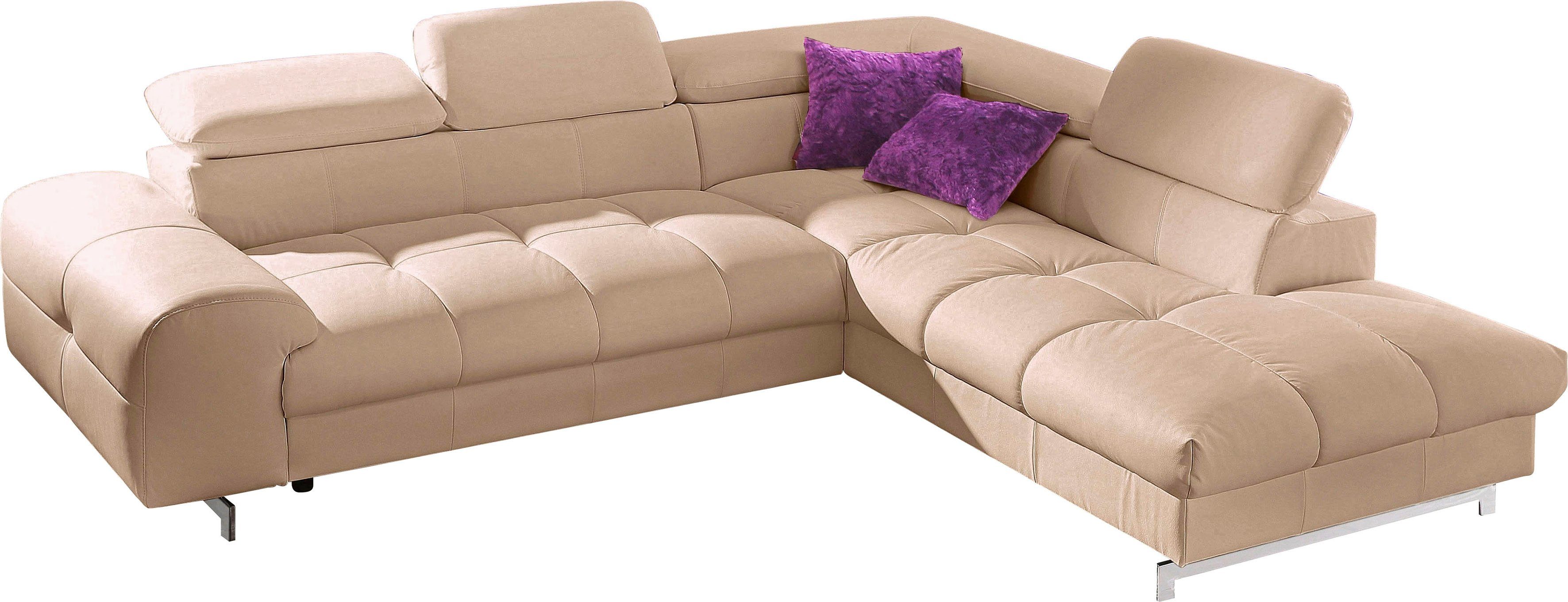 COTTA Ecksofa "Chef L-Form", mit Kopfteilverstellung, edle Metallkufen, wah günstig online kaufen