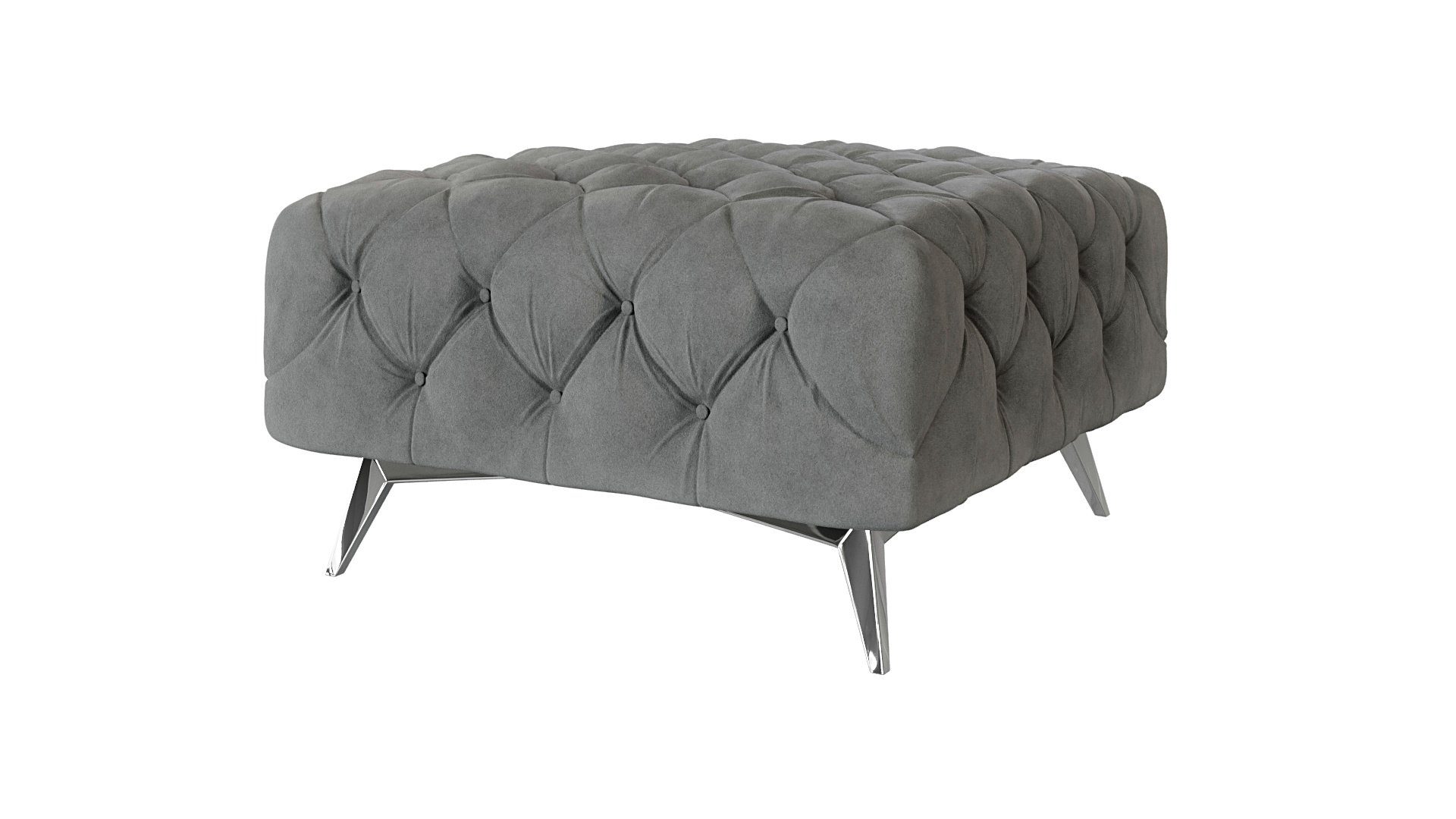 S-Style Möbel Polsterhocker Kalina mit silbernen Metall Füßen (1 St), mit Wellenfederung