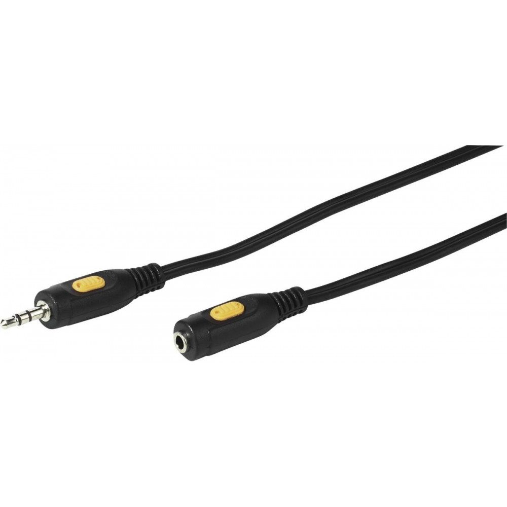 Vivanco VVAJACK25MFK Klinkenverlängerung 3,5mm 2,5m Schwarz Audio-Kabel, 3,5mm, Robustes Kabel für Audioanwendungen