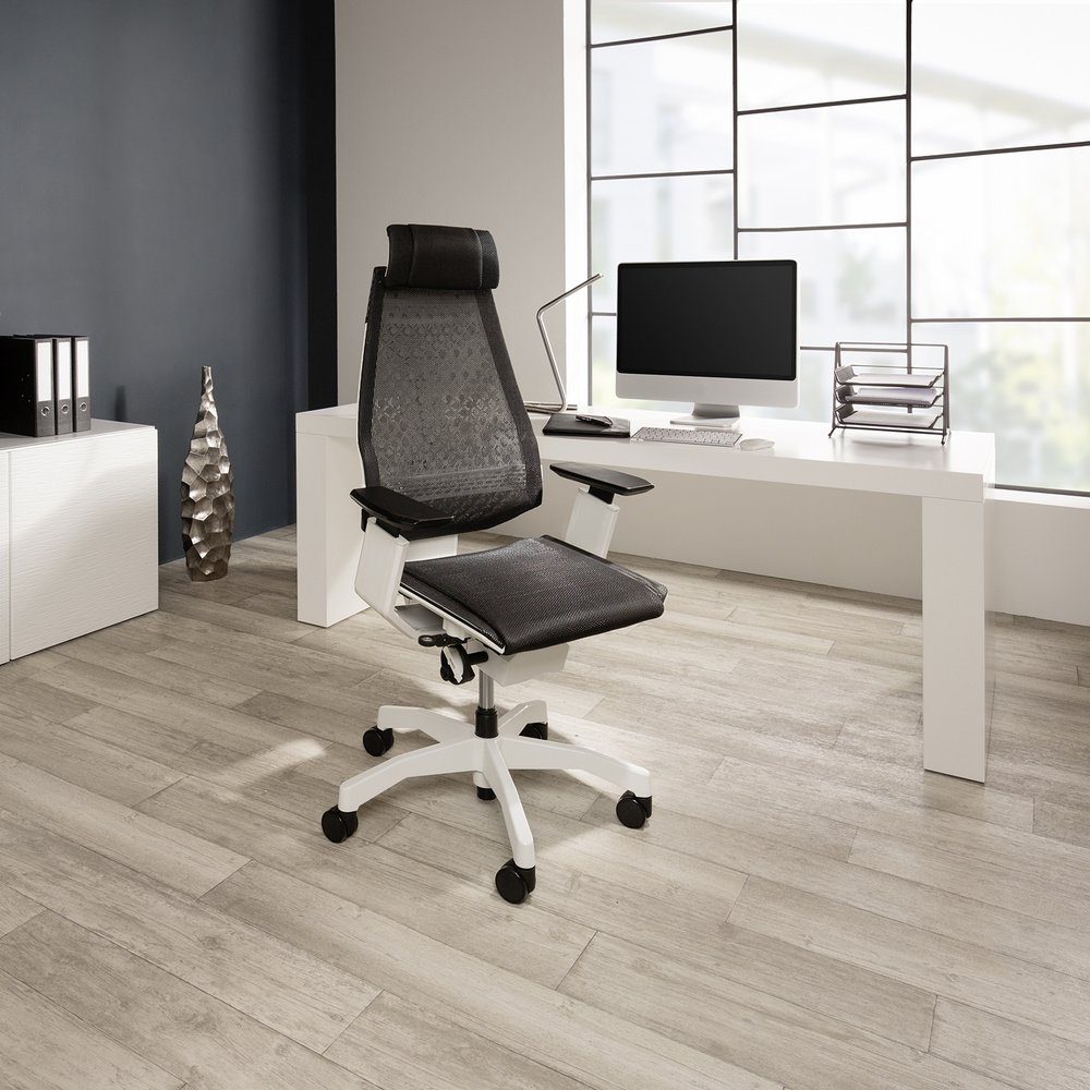 WHITE PRO GENIDIA Bürostuhl End High Schreibtischstuhl Drehstuhl ergonomisch hjh (1 St), Netzstoff OFFICE