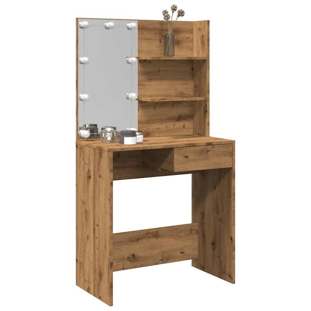 vidaXL Schminktisch NA Schminktisch Frisiertisch Kosmetiktisch Beauty Regal Spiegel mit LE