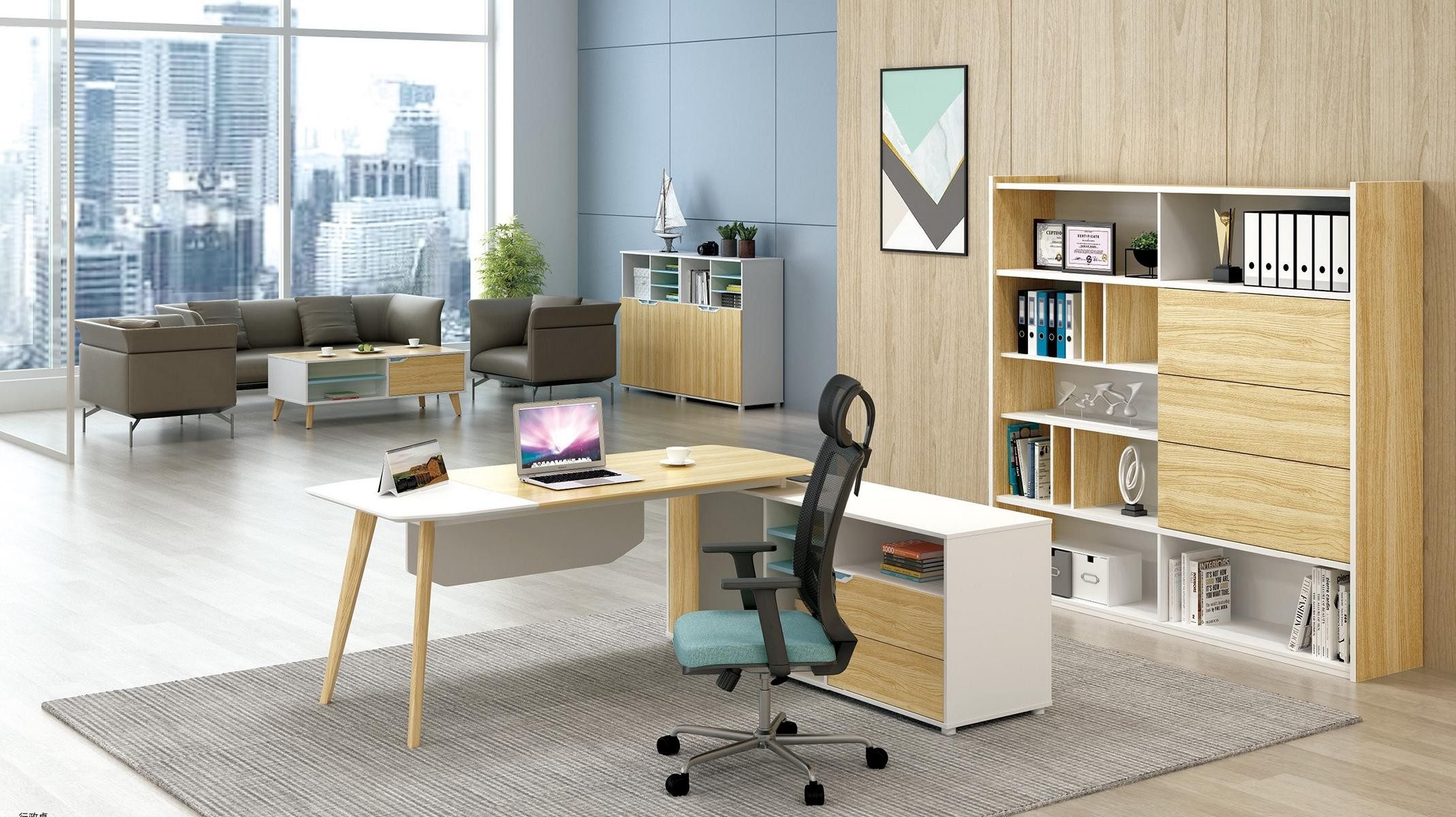 JVmoebel Eckschreibtisch Beiger Kabelkanal für große Schreibtische im Home Office (1-St., 1 Eckschreibtisch), Made in Europa
