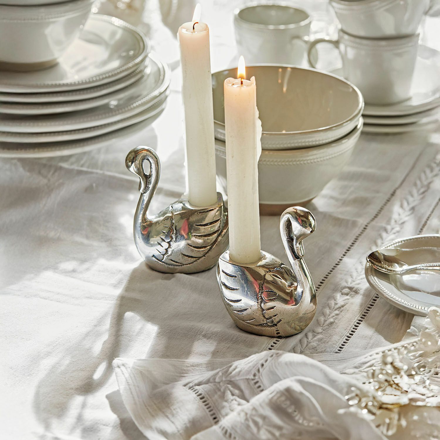 Mirabeau Kerzenständer Kerzenhalter 2er Set Zaymara silber