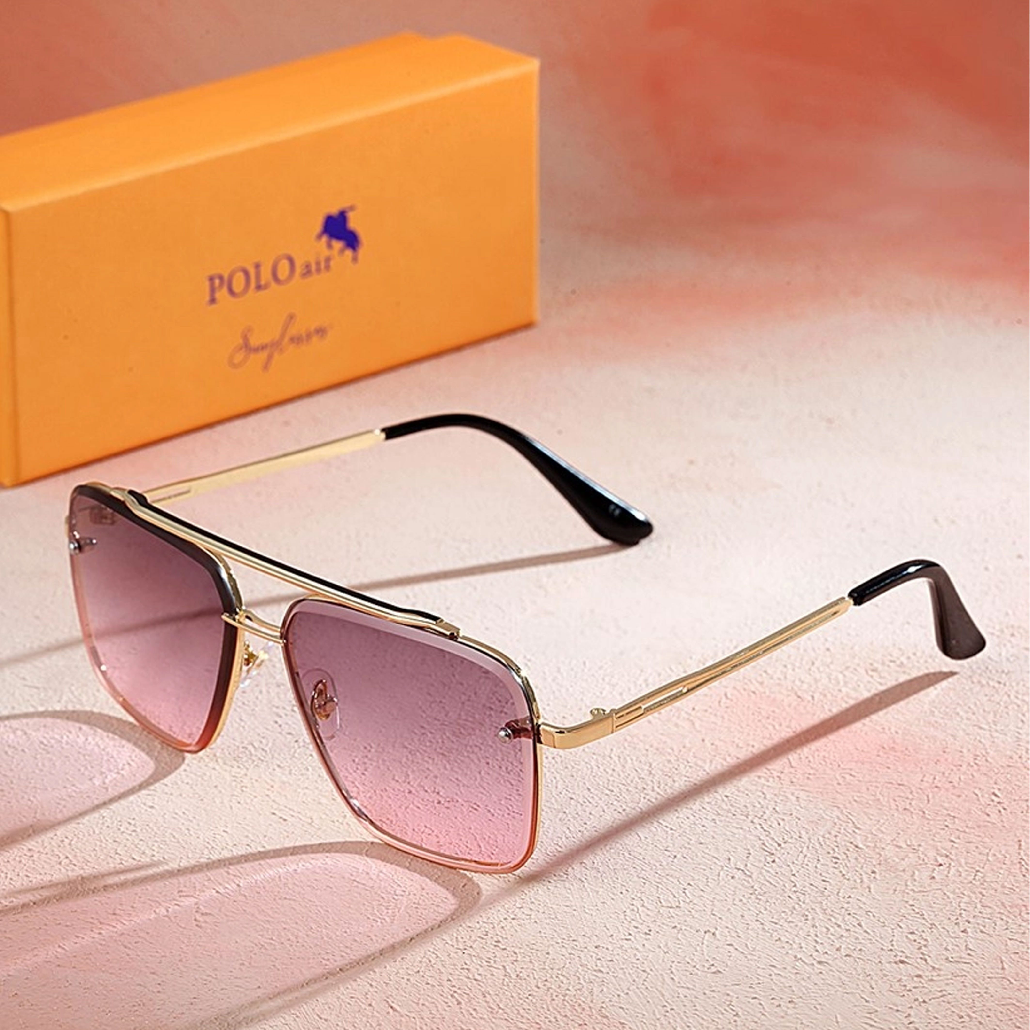 Jungengel Sonnenbrille Polo Air Unisex Retro Vintage Look UV400 Männer & Damen Rechteck (3-teiliges Set, 3-teiliges Set mit Sonnenbrille, Box und Reinigungstuch) 3x Modelle, Metallrahmen, Stylische Sonnenbrille