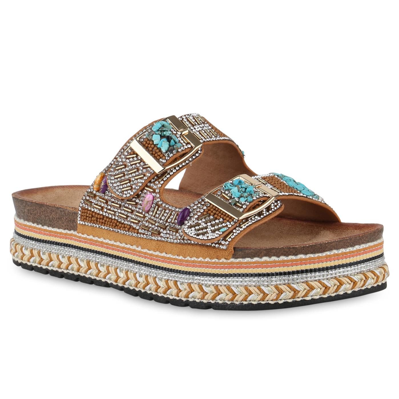 VAN HILL 841100 Sandalette Damen Pantoletten Sandaletten Strass Zierperlen günstig online kaufen