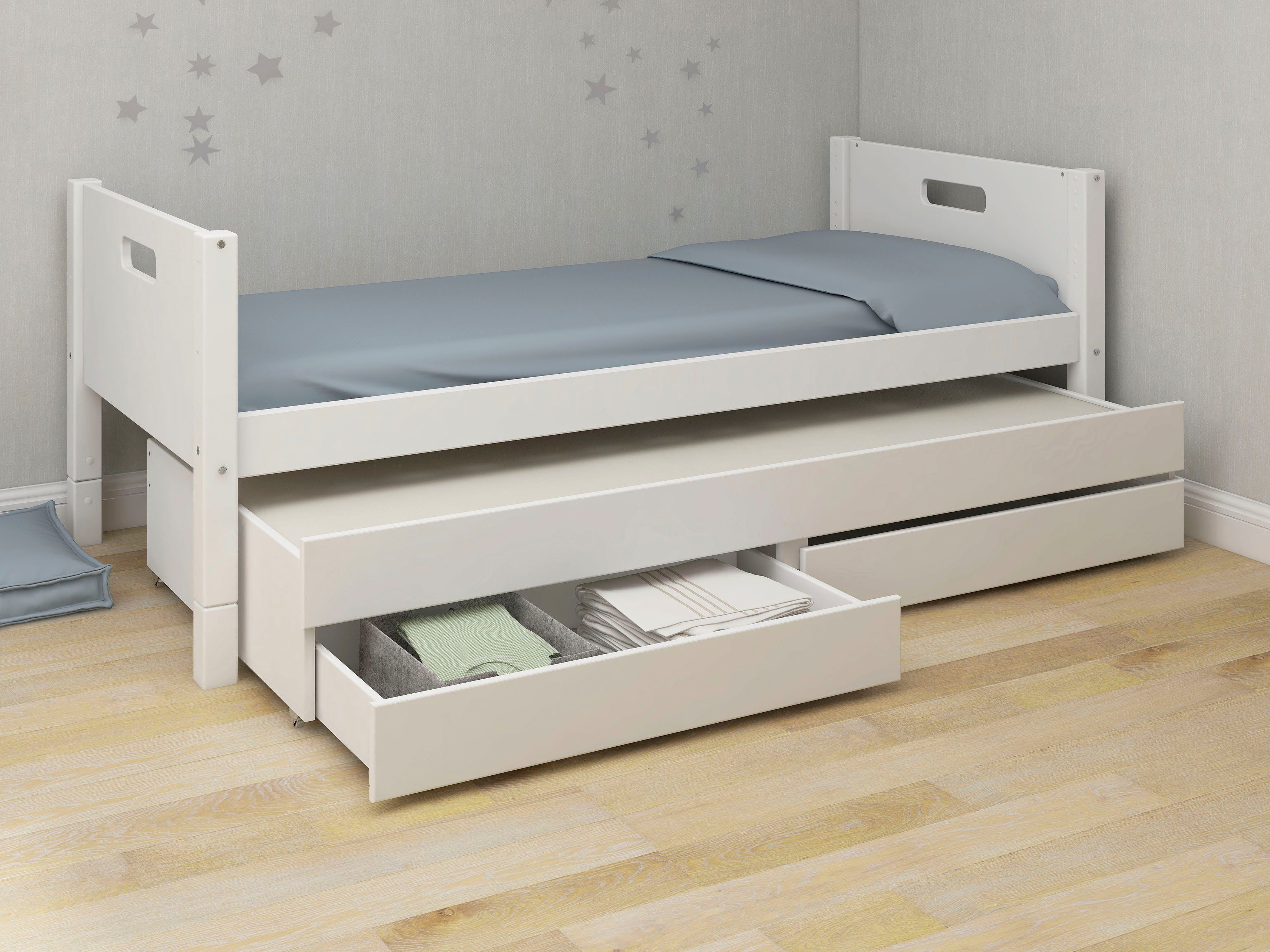 Thuka Einzelbett, Thuka Nordic produziert bei Flexa, incl Rollrost weiß | weiß | weiß | weiß