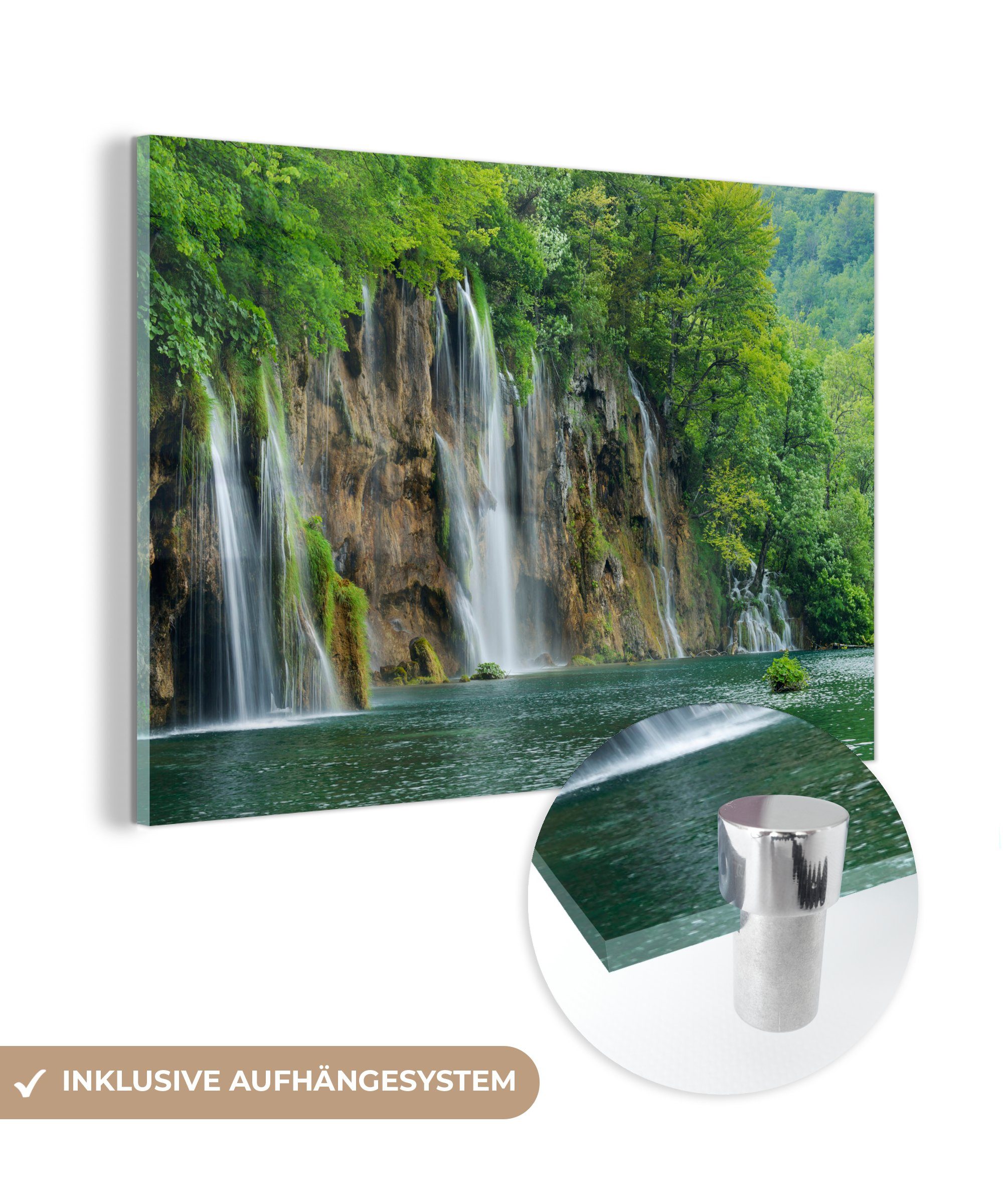 MuchoWow Acrylglasbild Schöne Wasserfälle im Nationalpark Plitvicer Seen, (1 St), Acrylglasbilder Wohnzimmer & Schlafzimmer