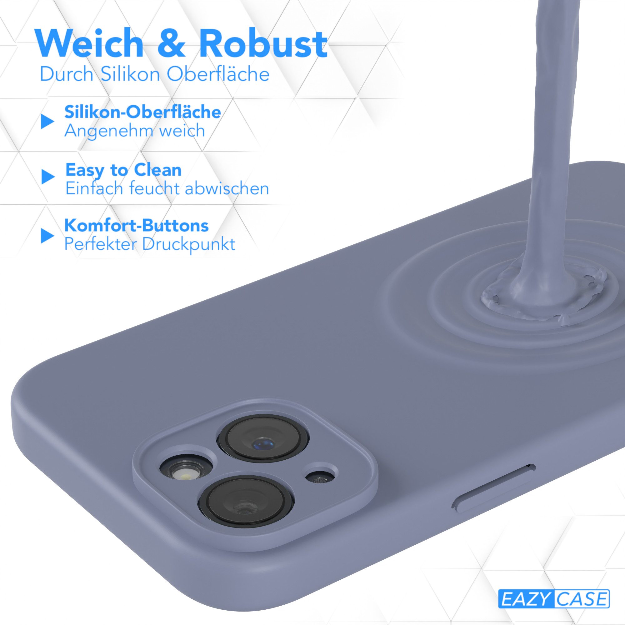 EAZY CASE Handyhülle für Apple iPhone 15 Hülle Silikon 6,1 Zoll, Silikon Schutzhülle mit Kameraschutz Matt Back Cover Soft Eis Blau – Bild 5 von 5