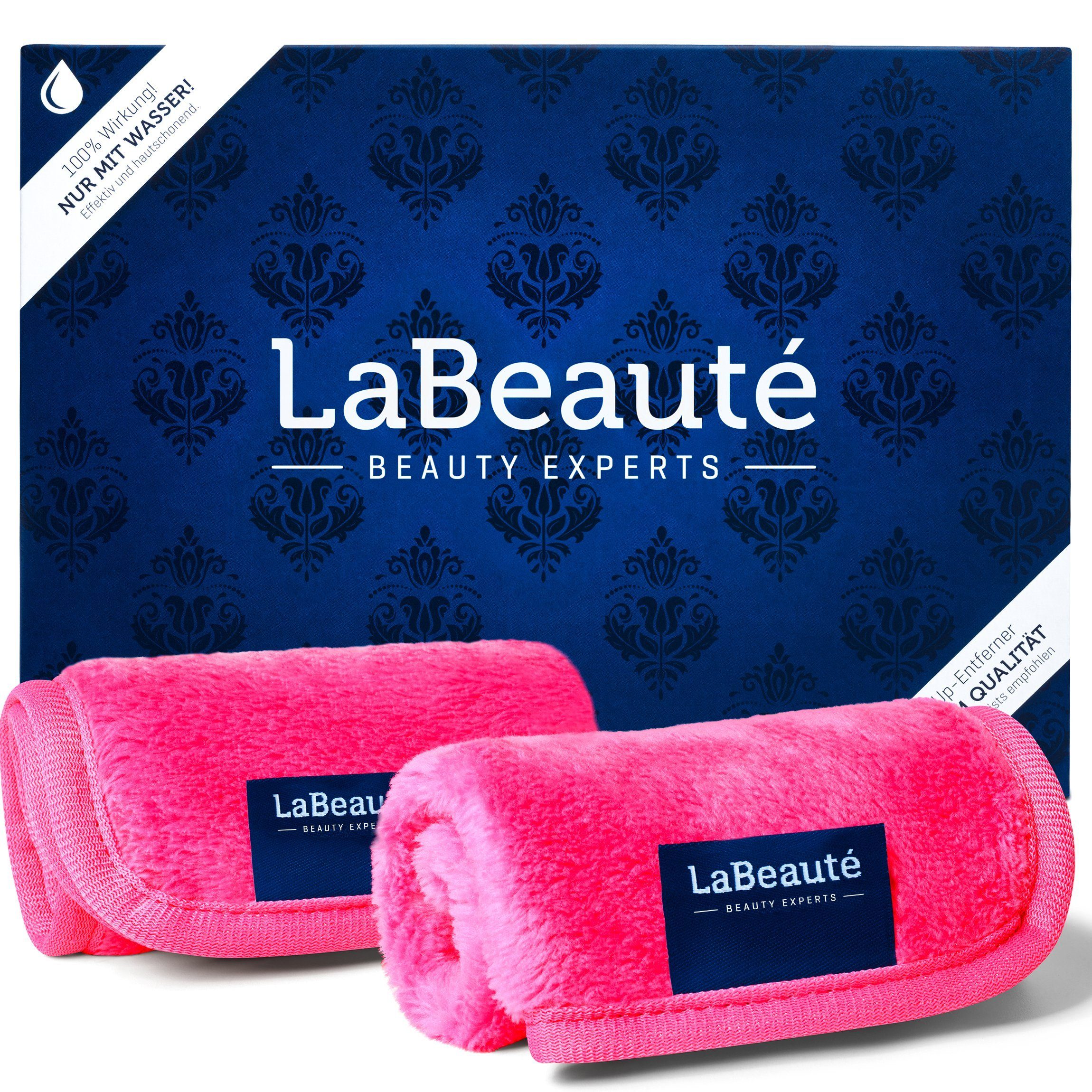 LaBeauté Gesichtsreinigungstuch Abschminktücher Mikrofaser 21x21 und (2 pink, cm 2- wiederverwendbar waschbar tlg., Stück)