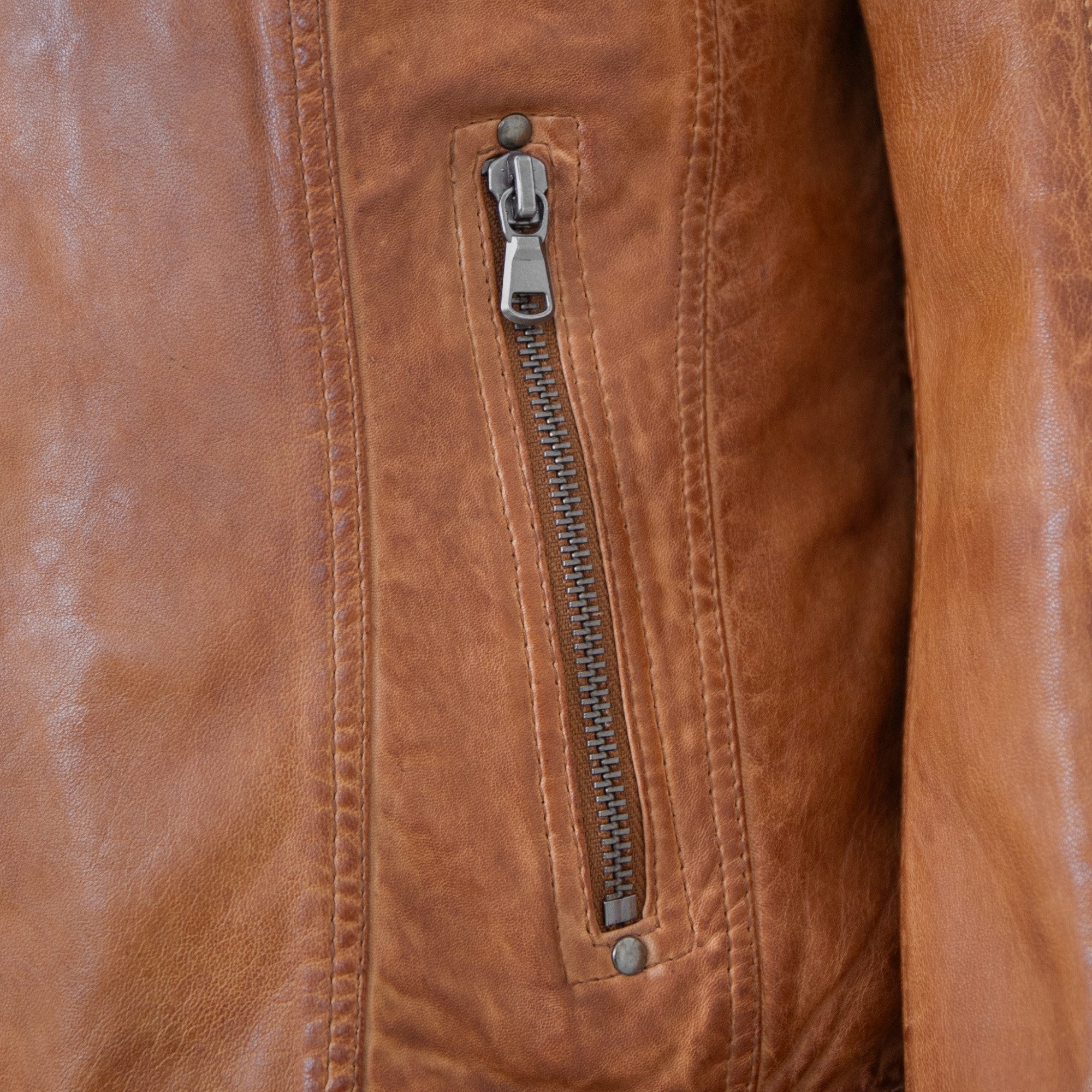 Maddox Lederjacke Jecki MADDOX - Damen Lederjacke Lammnappa cognac – Bild 4 von 5