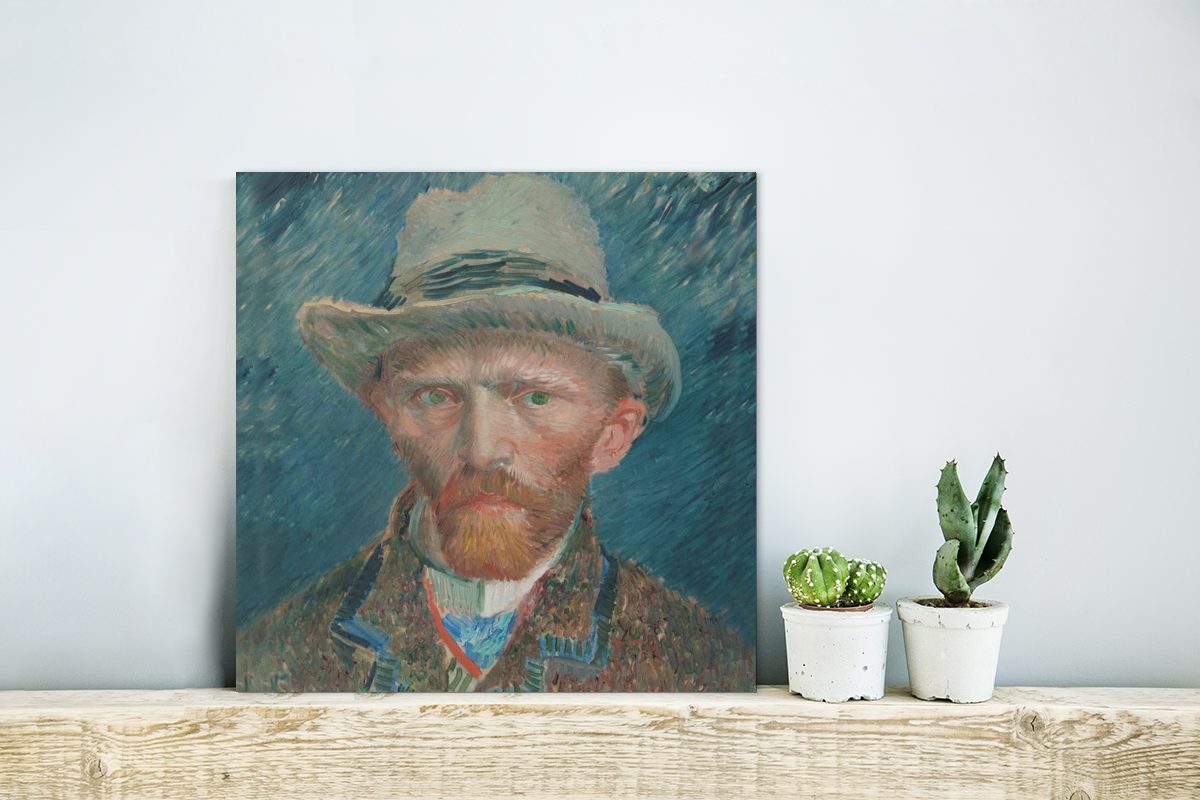 - Aluminium Gemälde Gemälde von Gogh, Metallbild MuchoWow St), Selbstporträt deko aus van Alu-Dibond-Druck, Vincent 1887 (1 Metall,