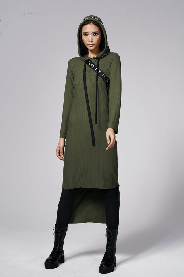 ILAY Lit Shirtkleid Billy Jerseydress Olive Kapuze