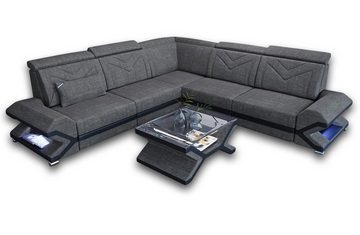 Sofa Dreams Ecksofa Stoffsofa Couch Stoff Sorrento L Form Polstersofa, mit LED, ausziehbare Bettfunktion, Designersofa