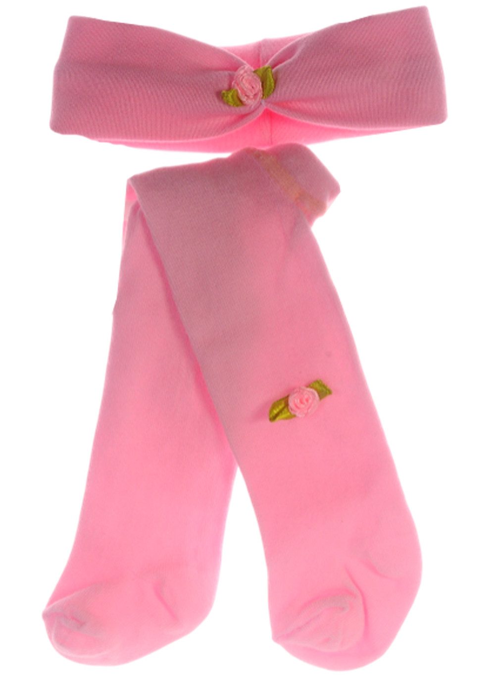La Bortini Strumpfhose Baby Set festlich Strumpfhose und Stirnband in Rosa mit Blumen festlich, Geschenk Idee für Neugeborene, pink 44 50 56 62 68