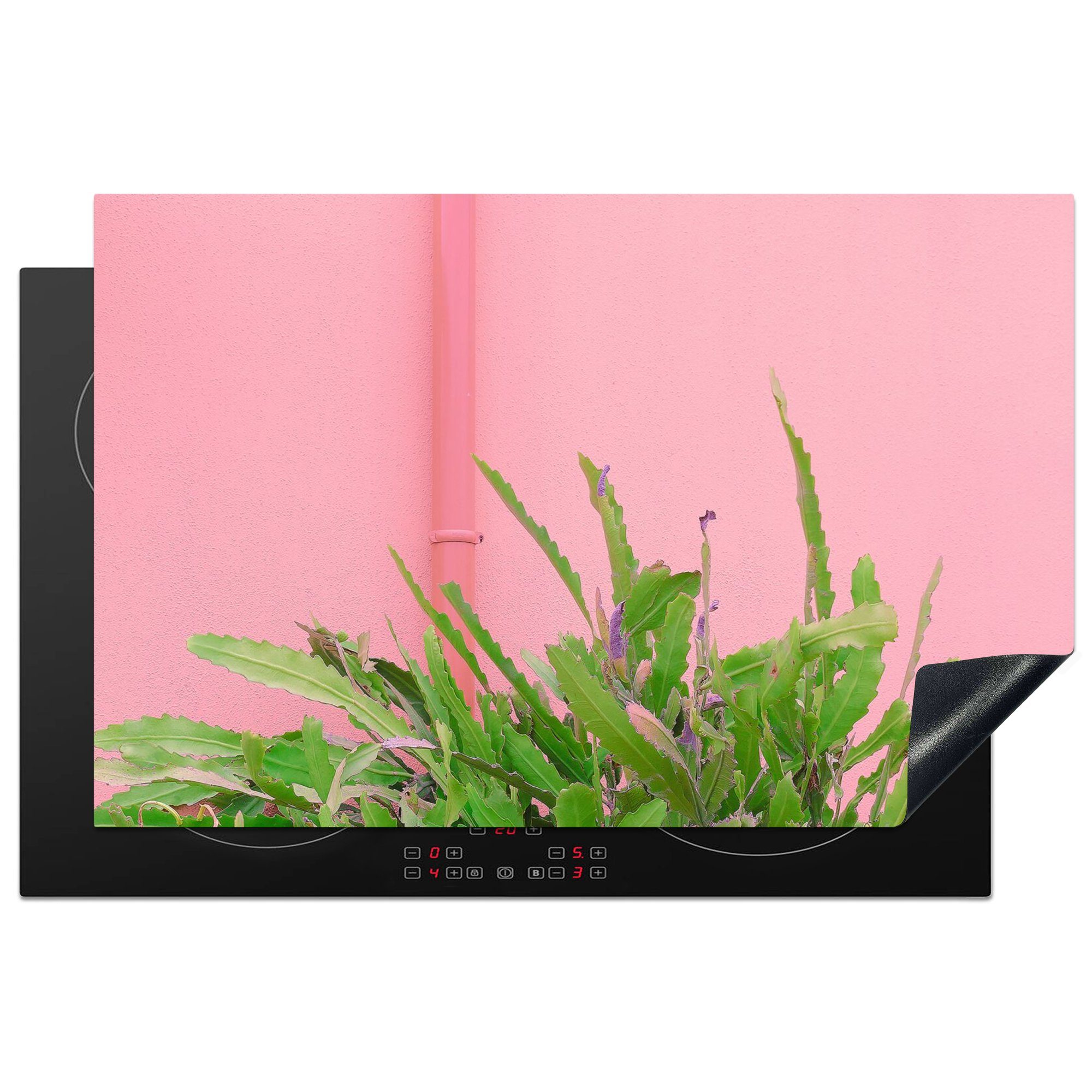 MuchoWow Herdblende-/Abdeckplatte Pflanze - Sommer - Rosa, Vinyl, (1 tlg), 81x52 cm, Ceranfeldabdeckung, Arbeitsplatte für küche | Herdabdeckplatten