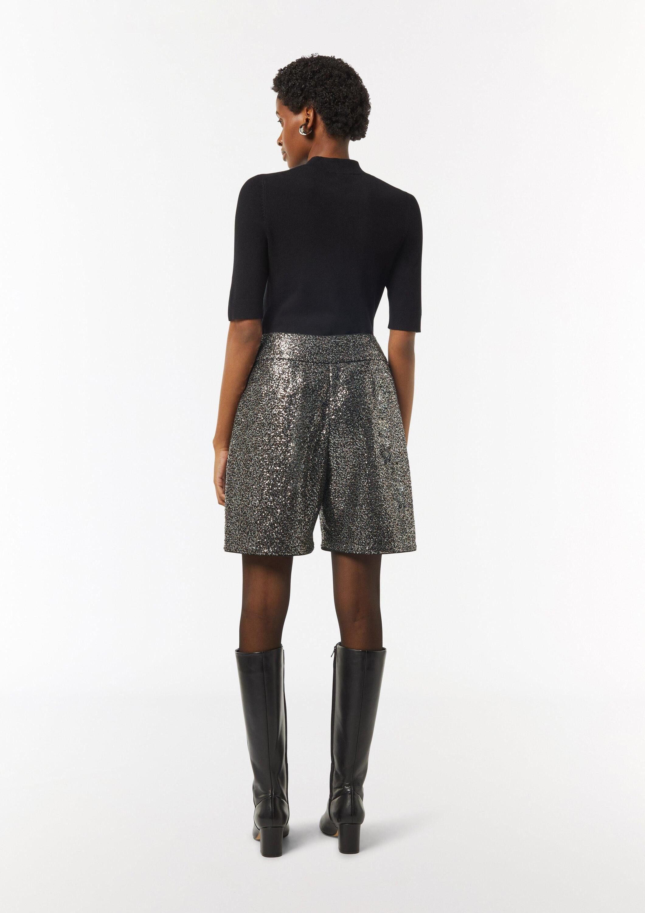comma Shorts Hose High-Rise-Short mit Pailletten