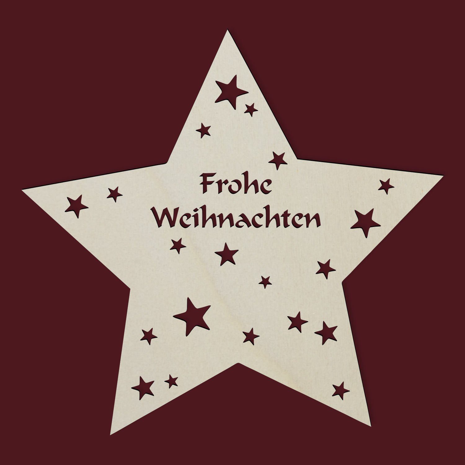 Namofactur LED Dekolicht Holz Lampe Stern 'Frohe Weihnachten' Weihnachtsdeko, Dekoleuchte, Ohne Zugschalter/Stern, LED fest integriert, Warmweiß