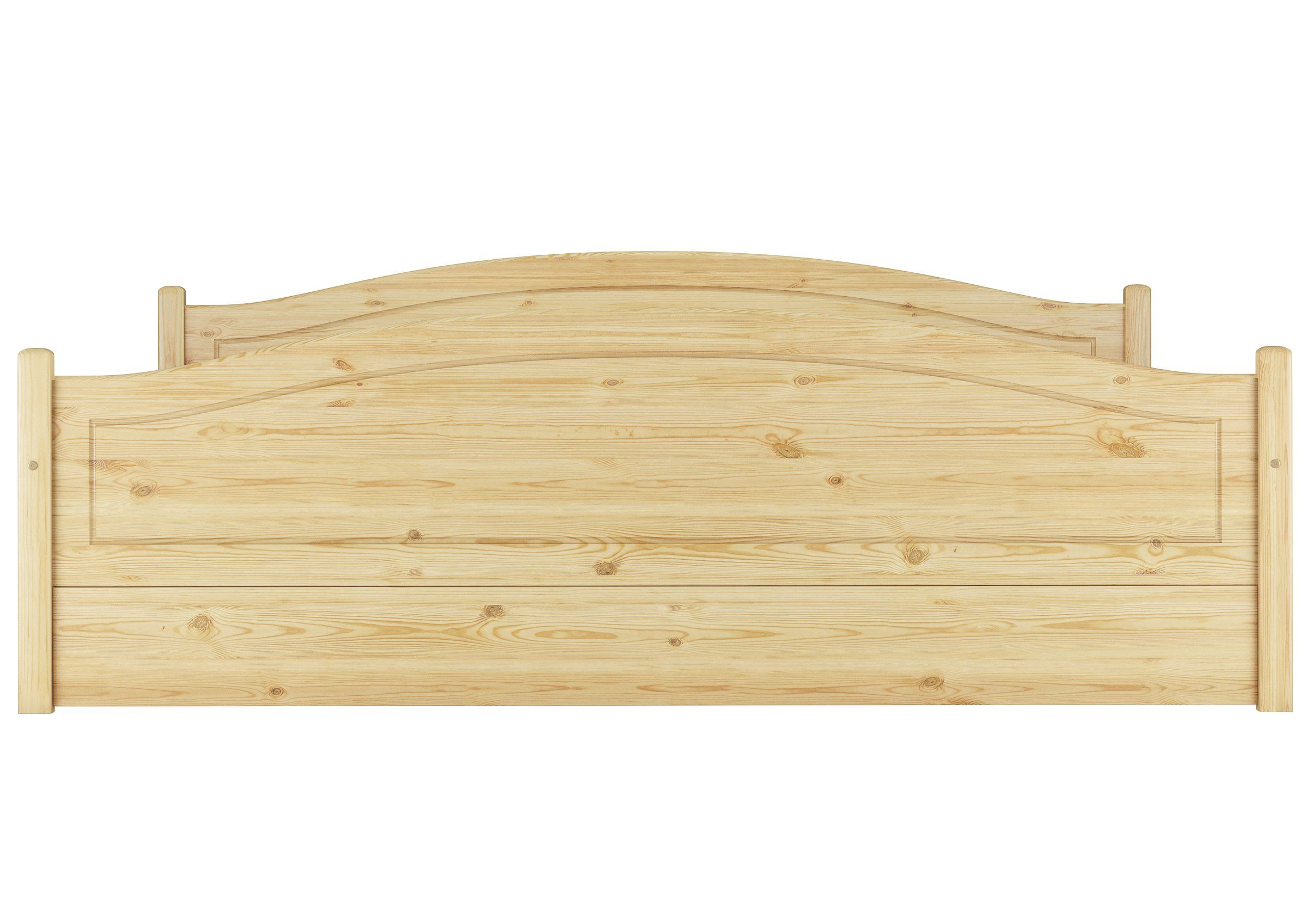 ERST-HOLZ Bett Kieferholzbett Doppelbett massiv wählbar, lackiert natur Kieferfarblos Zubehör