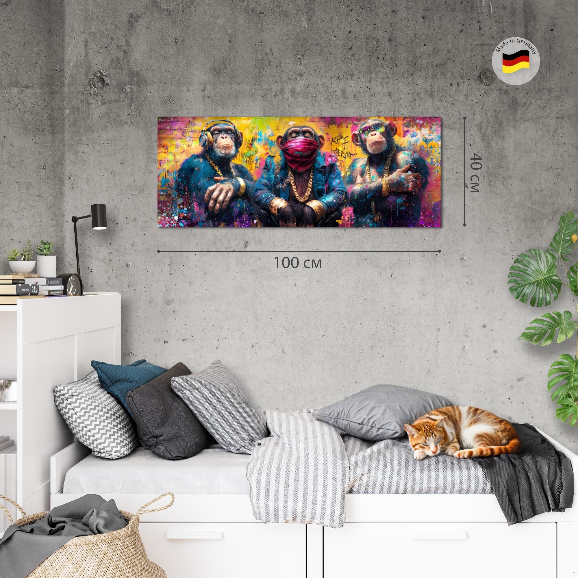 Runa Art Wandbild Wandbild Street Art Bilder Wanddeko Loft Graffiti, Affen (1 St)