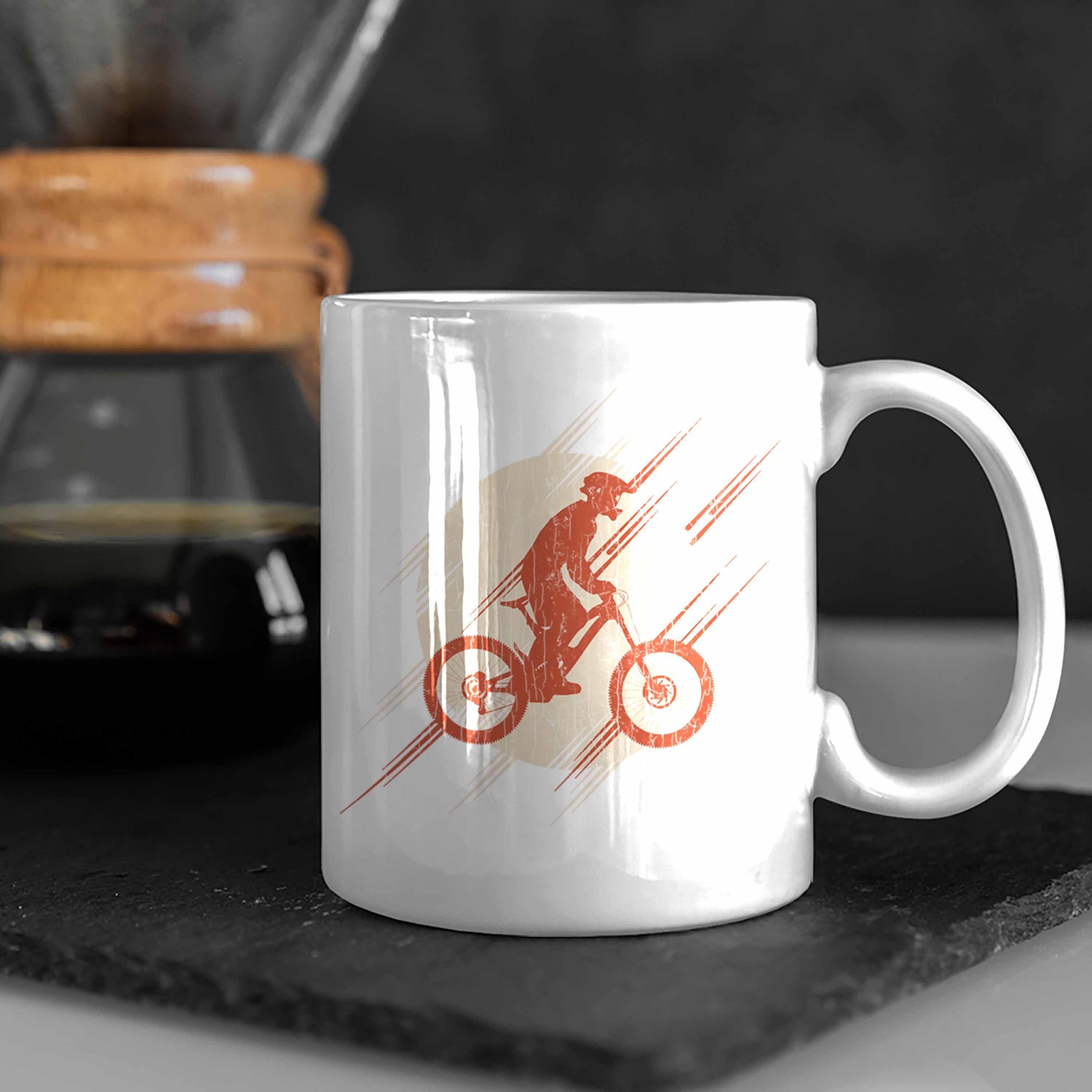 Männer Grafik Trendation Geschenkidee Tasse Geschenk Accessories Trendation Kaffeetasse - MTB Mountainbiker Tasse Kinder Moutainbike Lustig Weiss