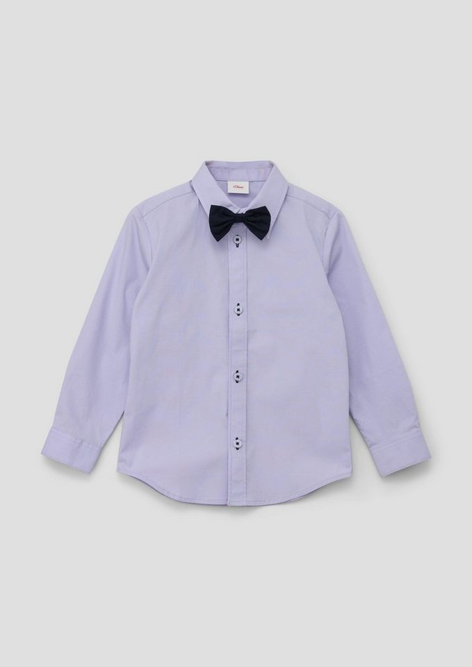 s.Oliver Langarmhemd Hemd mit abnehmbarer Fliege, aus Popeline, aus  Baumwollmix, elastisch