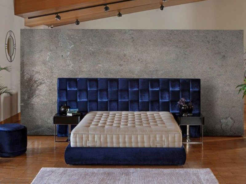 WohnenRoyal Boxspringbett Boxspringbett Salford - Navyblau - 180 x 200 cm