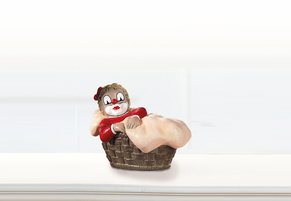 GILDE Dekofigur Indoor - Clown Mädchen im Korb - Sammelfigur Gildeclowns