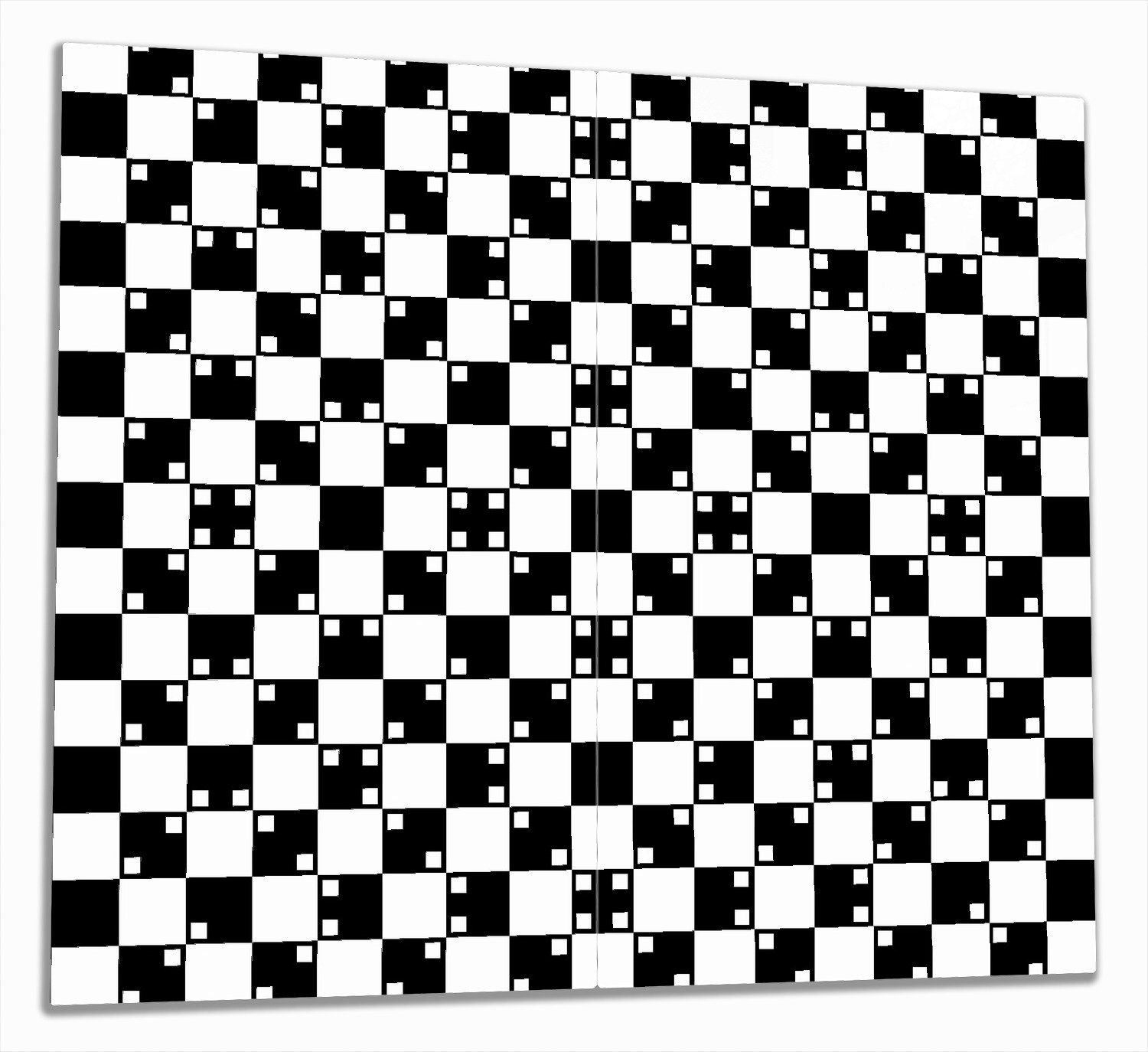 Wallario Herd-Abdeckplatte Optische Täuschung - Illusion - schwarz weiß, ESG-Sicherheitsglas, (Glasplatte, 2 tlg., inkl. 5mm Noppen), verschiedene Größen