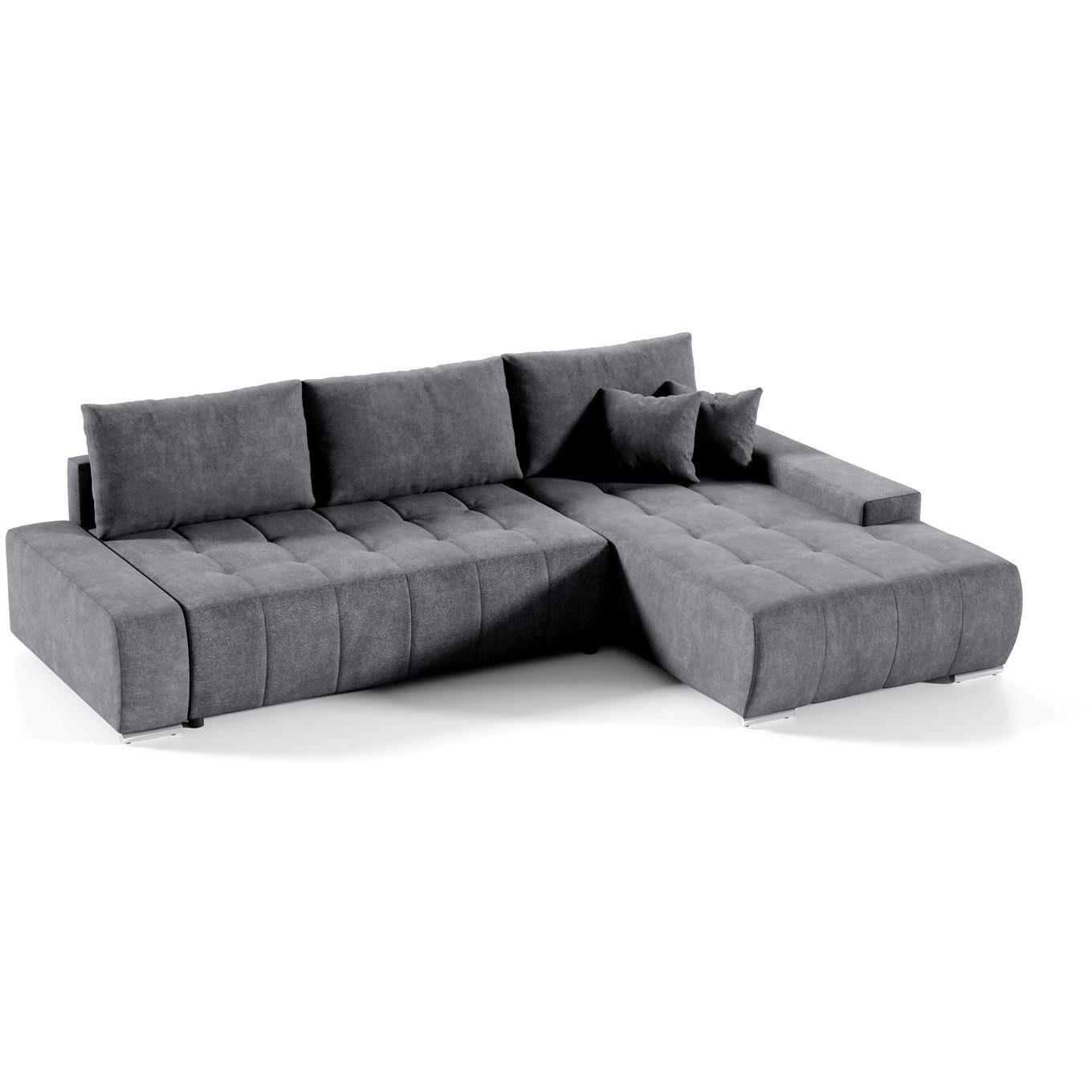 Beautysofa Ecksofa Draco L, Grau, Dunkelgrau, günstig online kaufen