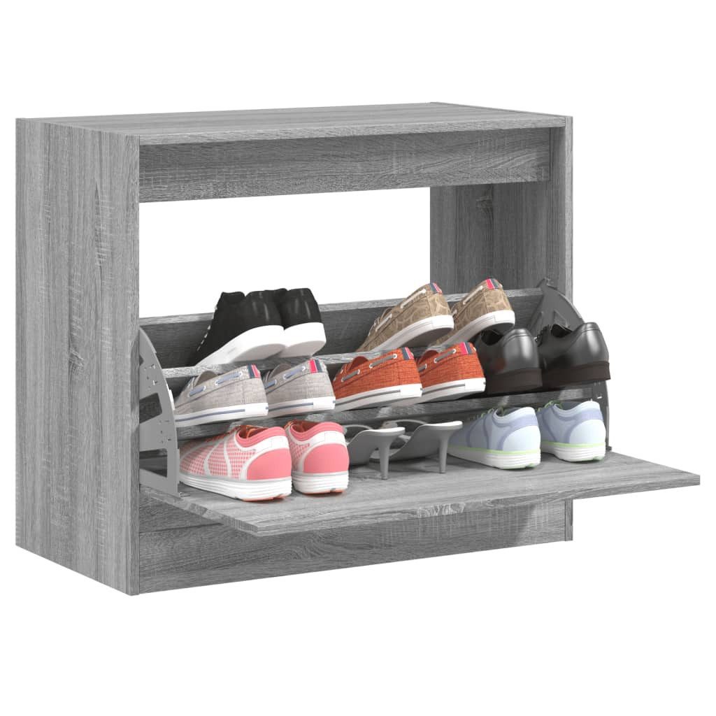 vidaXL Schuhschrank 80 x 42 x 69 cm Schuhschrank Grau Sonoma 80x42x69 cm Spanplatte